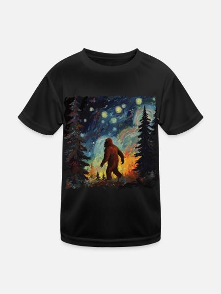 Gemälde Kunst Sasquatch Funny Graphic Acts - Kinder Funktions-T-Shirt - Schwarz - Vorne