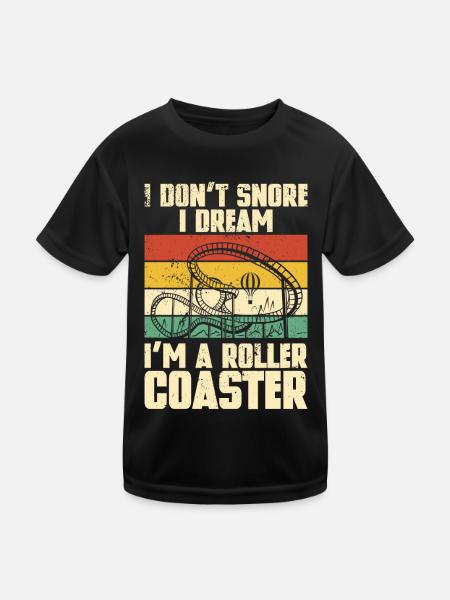 Roller Coaster Amusement Park Roller Coaster Ride - Kids Functional T-Shirt - black - Front
