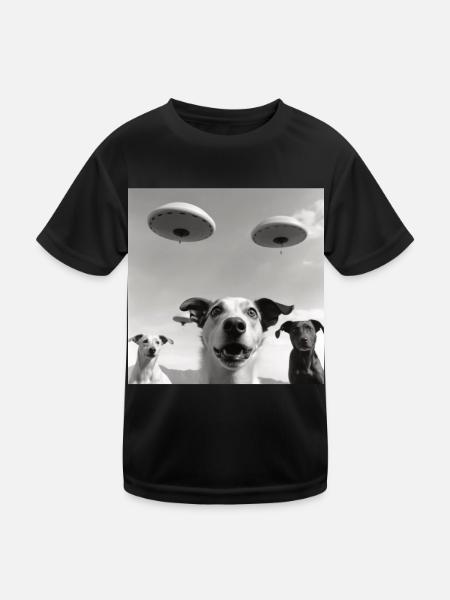 Selfie Chien OVNI Drôle Alien Ovni Amoureux De Chien - T-shirt sport Enfant - noir - Devant