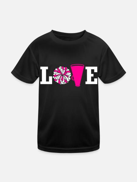 Cheerleadermädchen Cheerleading Jugend - Kinder Funktions-T-Shirt - Schwarz - Vorne