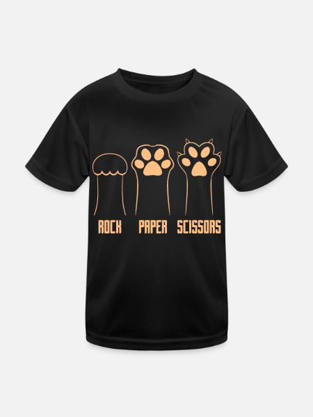 Rockpapierschere Handspiel Lustige Katzenkinder - Kinder Funktions-T-Shirt - Schwarz - Vorne