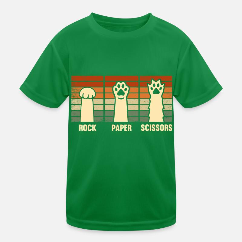Rock Paper Scissors Hand Game Funny Cat Kids Kids Functional T-Shirt