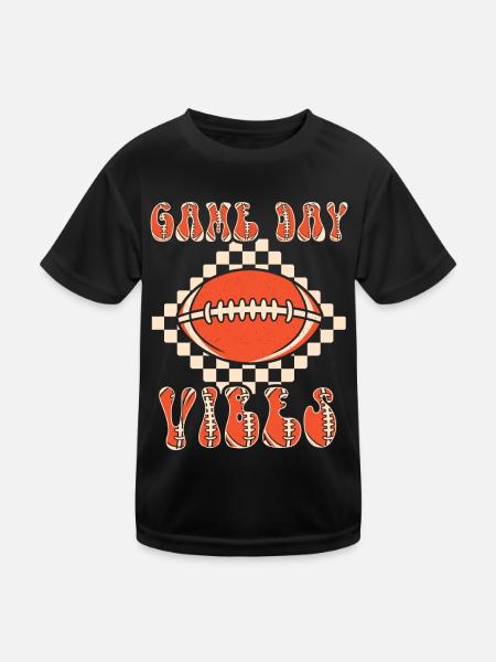 Game Day American Football Groovy Football - Kids Functional T-Shirt - black - Front