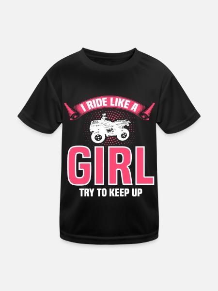 ATV Quad Bike Girl Allradfahrzeuge - Kinder Funktions-T-Shirt - Schwarz - Vorne