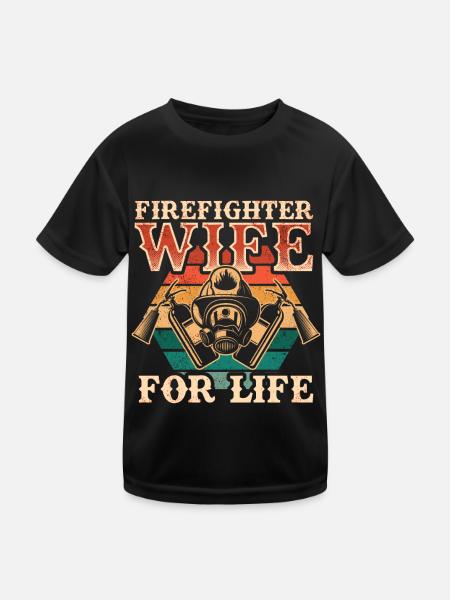 Feuerwehrmann Feuerwehrmannschaften´ - Kinder Funktions-T-Shirt - Schwarz - Vorne