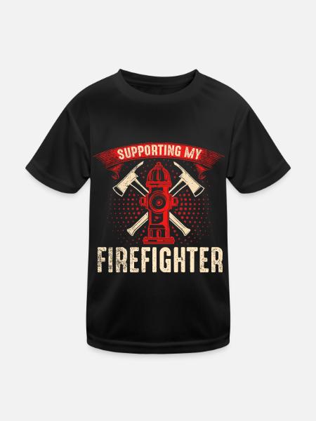 Feuerwehrmann Feuerwehrmannschaften´ - Kinder Funktions-T-Shirt - Schwarz - Vorne