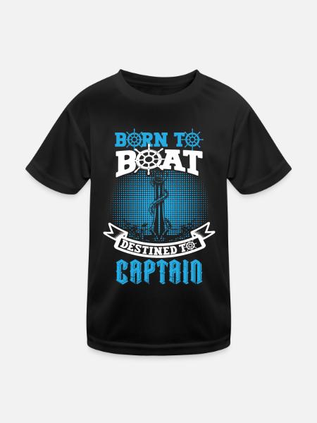 Bootskapitän Lustiger Bootssegelsee Boater - Kinder Funktions-T-Shirt - Schwarz - Vorne