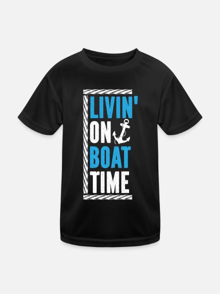 Bootskapitän Lustiger Bootssegelsee Boater - Kinder Funktions-T-Shirt - Schwarz - Vorne
