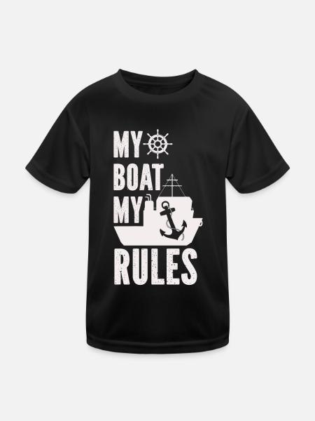 Bootskapitän Lustiger Bootssegelsee Boater - Kinder Funktions-T-Shirt - Schwarz - Vorne