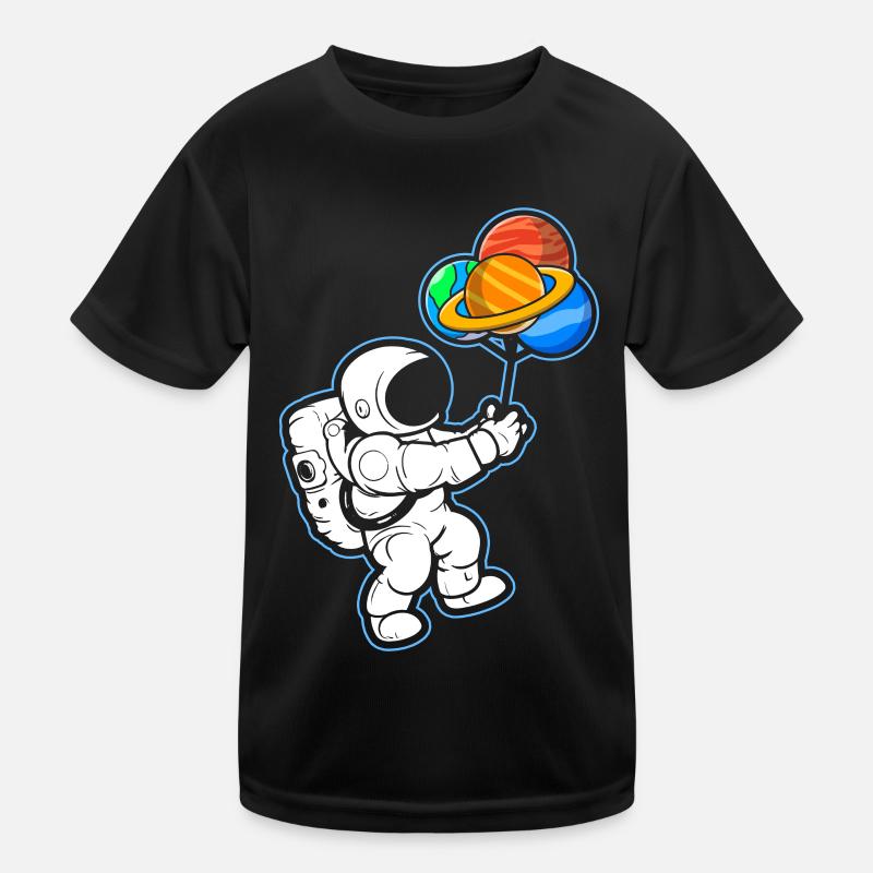 Astronaut Holding Planet Ballons Sonnensystem Kinder Funktions-T-Shirt