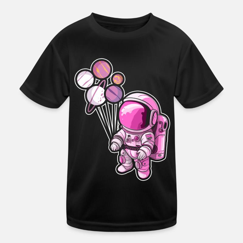 Astronaut Holding Planet Ballons Sonnensystem Kinder Funktions-T-Shirt