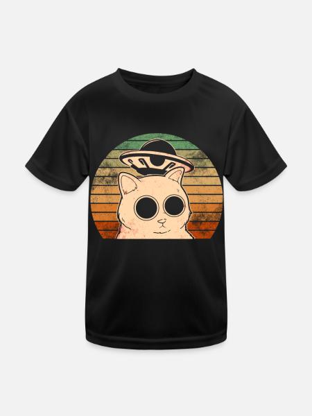 Lustige Katzen -Selfie Ufos Alien Spaceship Kitty - Kinder Funktions-T-Shirt - Schwarz - Vorne