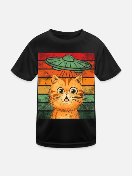 Drôle de chats-selfie ovnis extraterrestre vaisseau spatial Kitty - T-shirt sport Enfant - noir - Devant