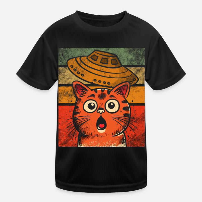Drôle de chats-selfie ovnis extraterrestre vaisseau spatial Kitty T-shirt sport Enfant
