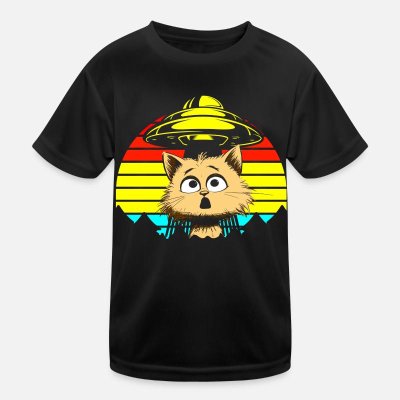 Drôle de chats-selfie ovnis extraterrestre vaisseau spatial Kitty T-shirt sport Enfant