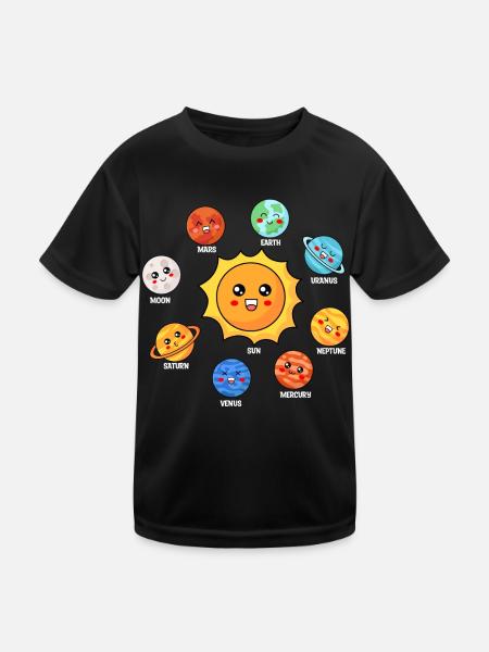 Système Solaire, Planètes, Science Espace, Astrologie - T-shirt sport Enfant - noir - Devant