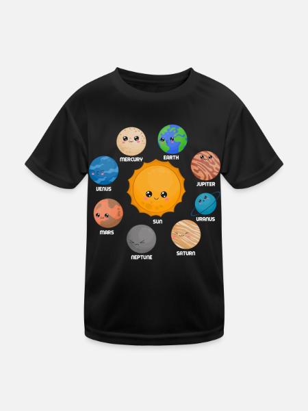 Solar System, Planets, Science Space, Astrology - Kids Functional T-Shirt - black - Front