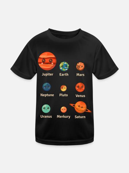 Solar System, Planets, Science Space, Astrology - Kids Functional T-Shirt - black - Front
