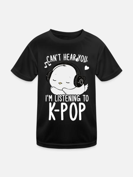 Can't Hear You I'm Listening Kpop Duck K-pop - Kinder Funktions-T-Shirt - Schwarz - Vorne