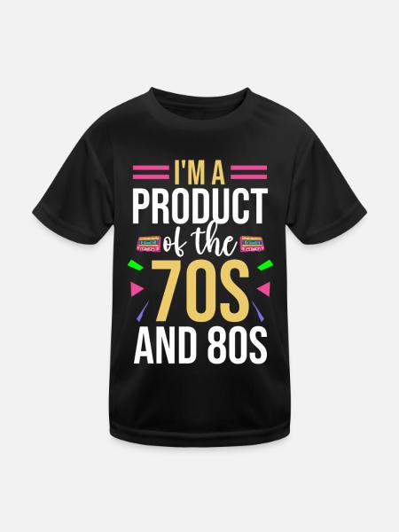 Fille garçon enfants 70 s 80 s 90 s Disco Costume tenue - T-shirt sport Enfant - noir - Devant