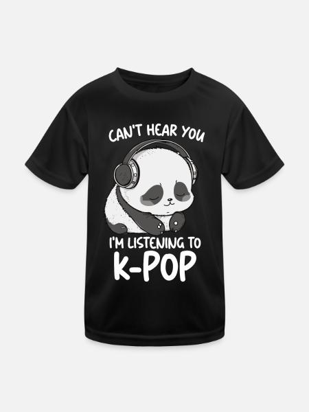 Can't Hear You I'm Listening Kpop Merchandise - Kinder Funktions-T-Shirt - Schwarz - Vorne