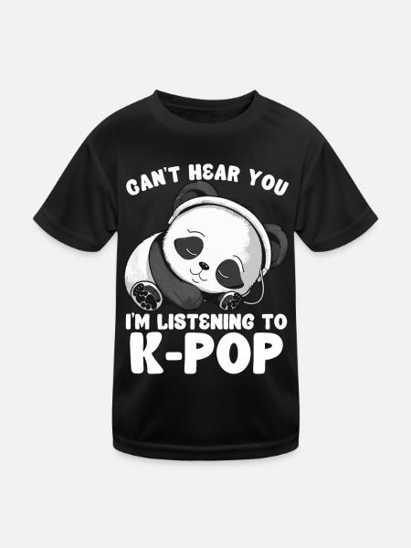 Can't Hear You I'm Listening Kpop Merchandise - Kinder Funktions-T-Shirt - Schwarz - Vorne