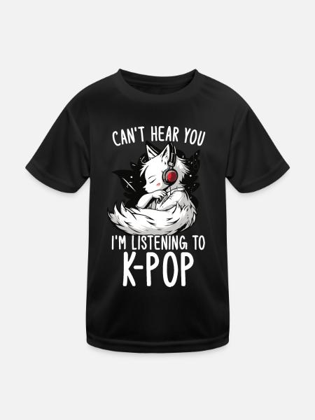 Je ne t’entends pas, j’écoute des produits Kpop - T-shirt sport Enfant - noir - Devant