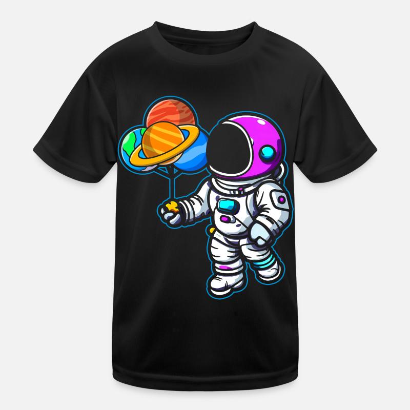 Astronaut Holding Planet Ballons Sonnensystem Kinder Funktions-T-Shirt