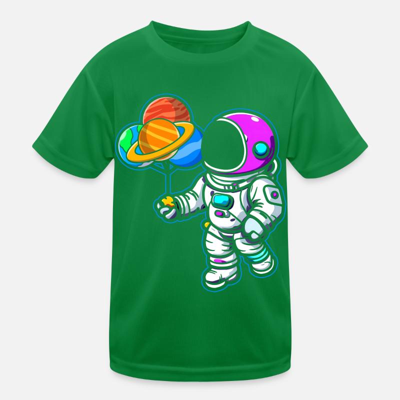 Astronaut Holding Planet Balloons Solar System Kids Functional T-Shirt