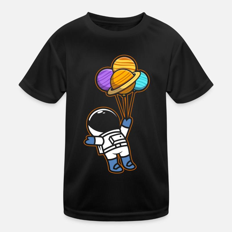 Astronaut Holding Planet Balloons Solar System Kids Functional T-Shirt