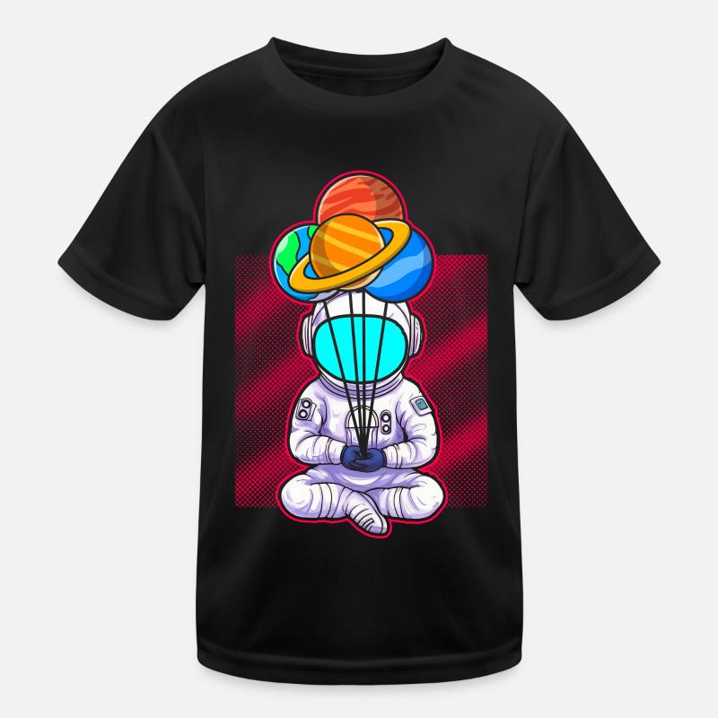 Astronaut Holding Planet Balloons Solar System Kids Functional T-Shirt
