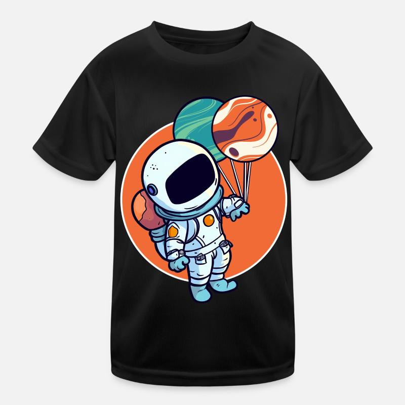 Astronaut Holding Planet Ballons Sonnensystem Kinder Funktions-T-Shirt