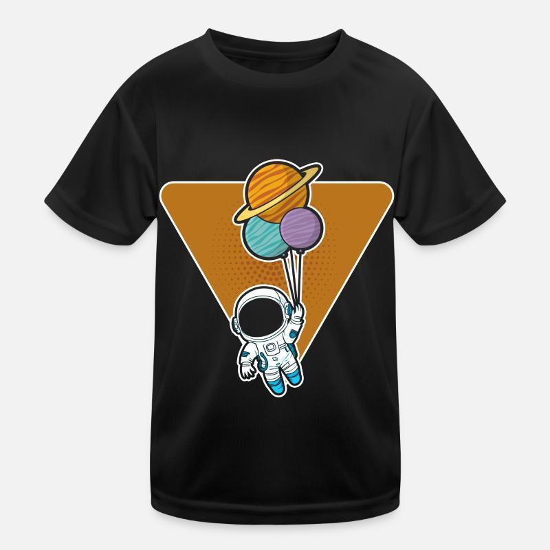 Astronaut Holding Planet Balloons Solar System Kids Functional T-Shirt