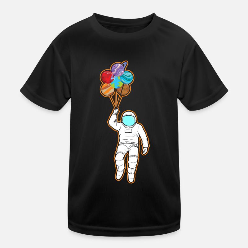 Astronaut Holding Planet Balloons Solar System Kids Functional T-Shirt