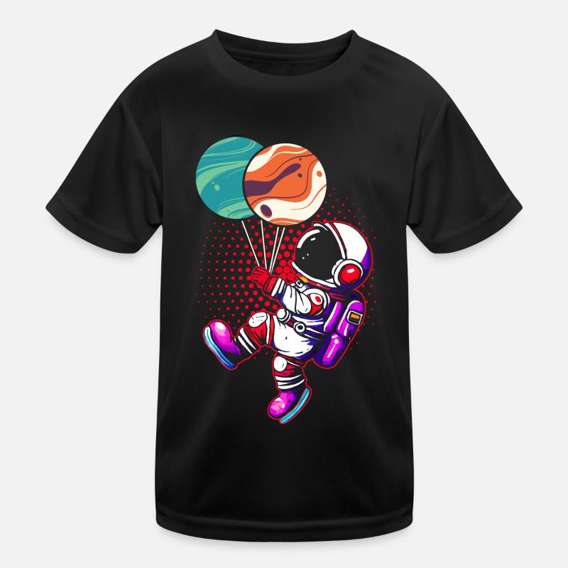 Astronaute tenant des ballons de planète Système solaire T-shirt sport Enfant