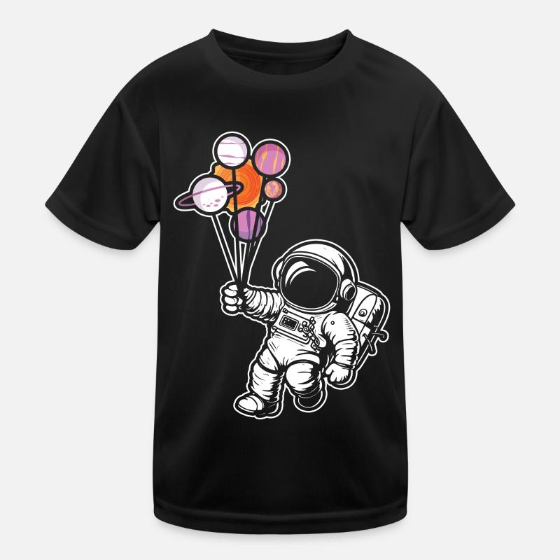 Astronaut Holding Planet Balloons Solar System Kids Functional T-Shirt