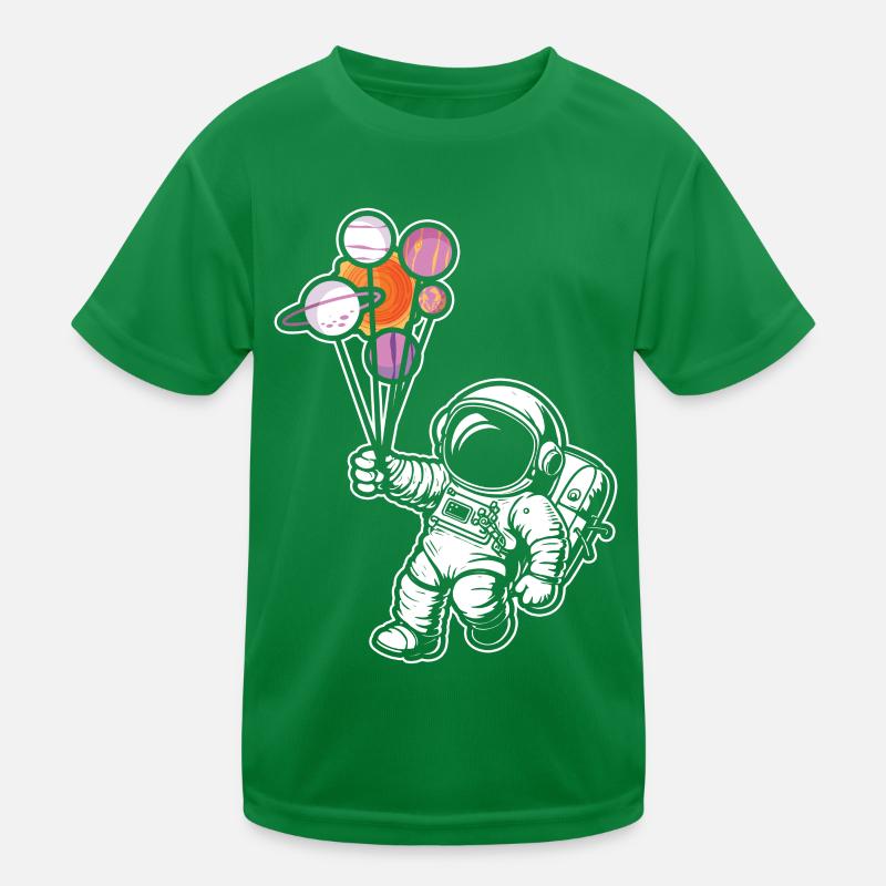 Astronaut Holding Planet Balloons Solar System Kids Functional T-Shirt