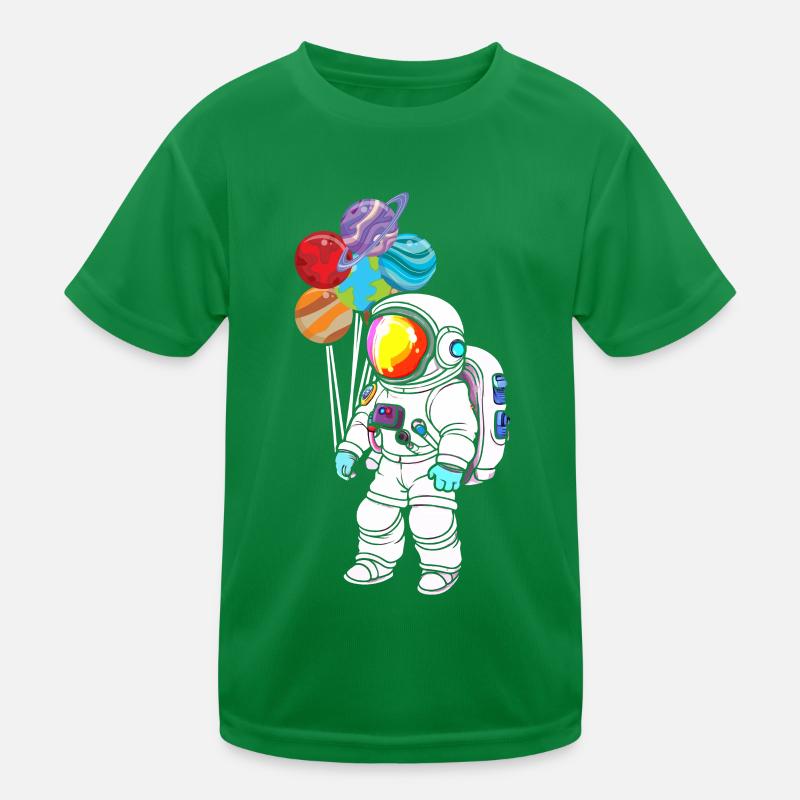 Astronaut Holding Planet Balloons Solar System Kids Functional T-Shirt