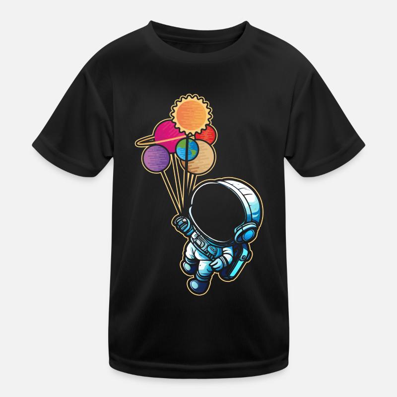 Astronaut Holding Planet Balloons Solar System Kids Functional T-Shirt