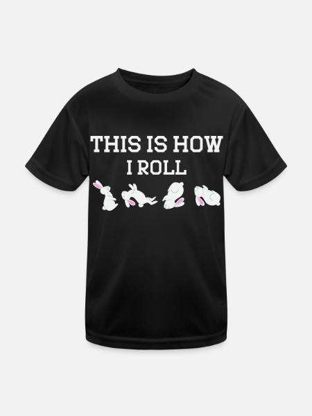 This is how I roll Sweet Rabbit - Kids Functional T-Shirt - black - Front