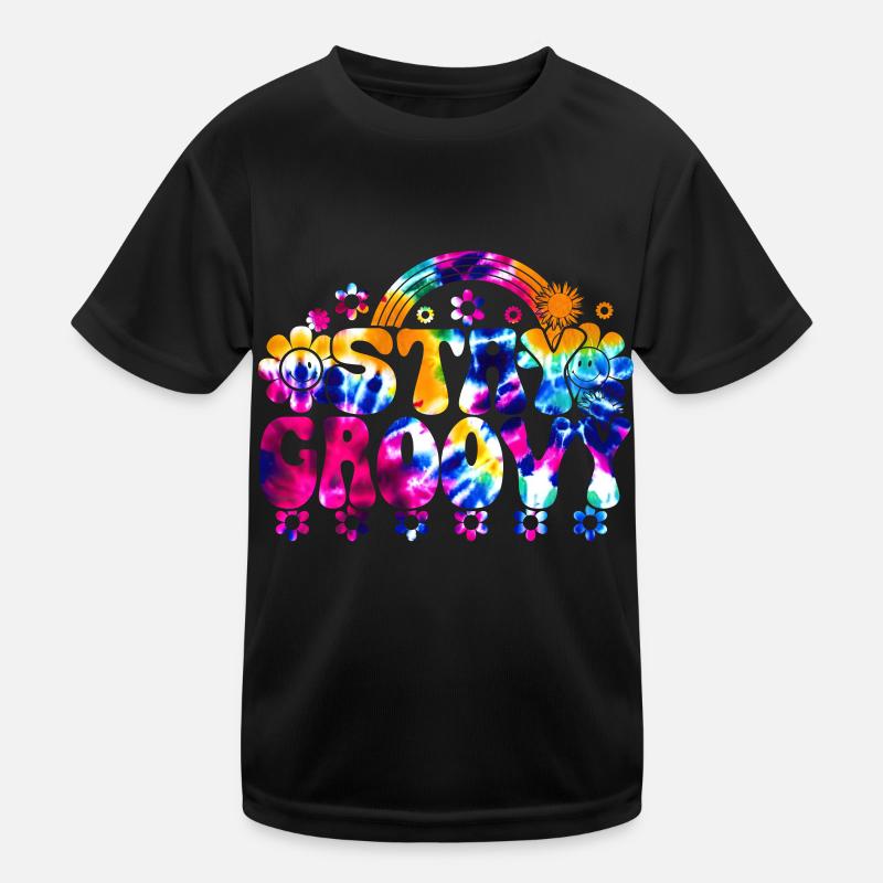 Groovy Tie Dye Retro 70s Hippie Vintage Kids Functional T-Shirt