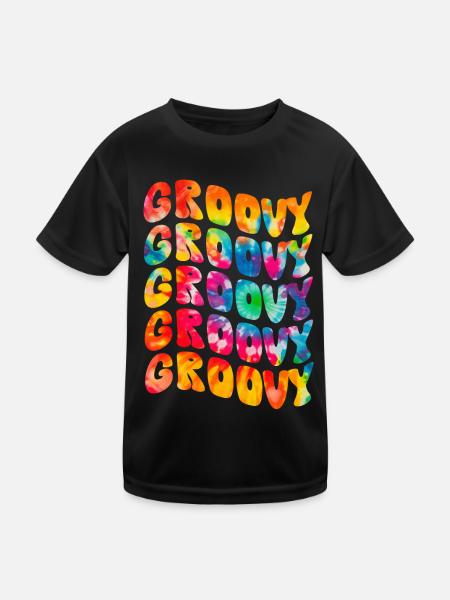 Groovy Tie Dye rétro des années 70 Hippie Vintage - T-shirt sport Enfant - noir - Devant