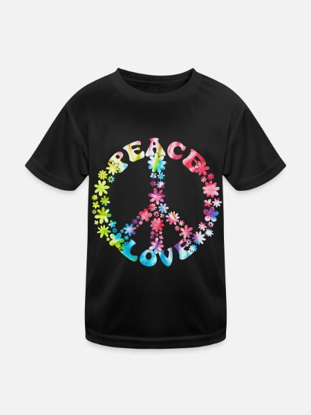Groovy Tie Dye Retro 70er Jahre Hippie Vintage - Kinder Funktions-T-Shirt - Schwarz - Vorne