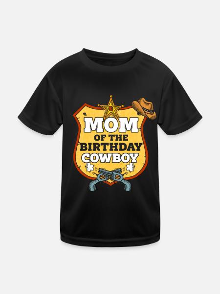 Mom Cowboy Birthday Western Family Matching - Kids Functional T-Shirt - black - Front