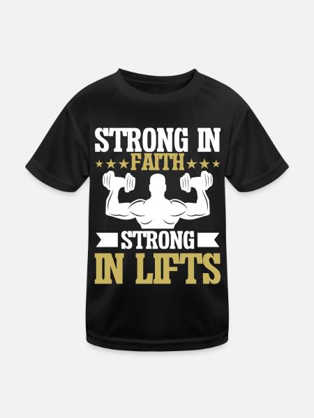 Jesus Christliches Fitnessstudio Workout - Kinder Funktions-T-Shirt - Schwarz - Vorne