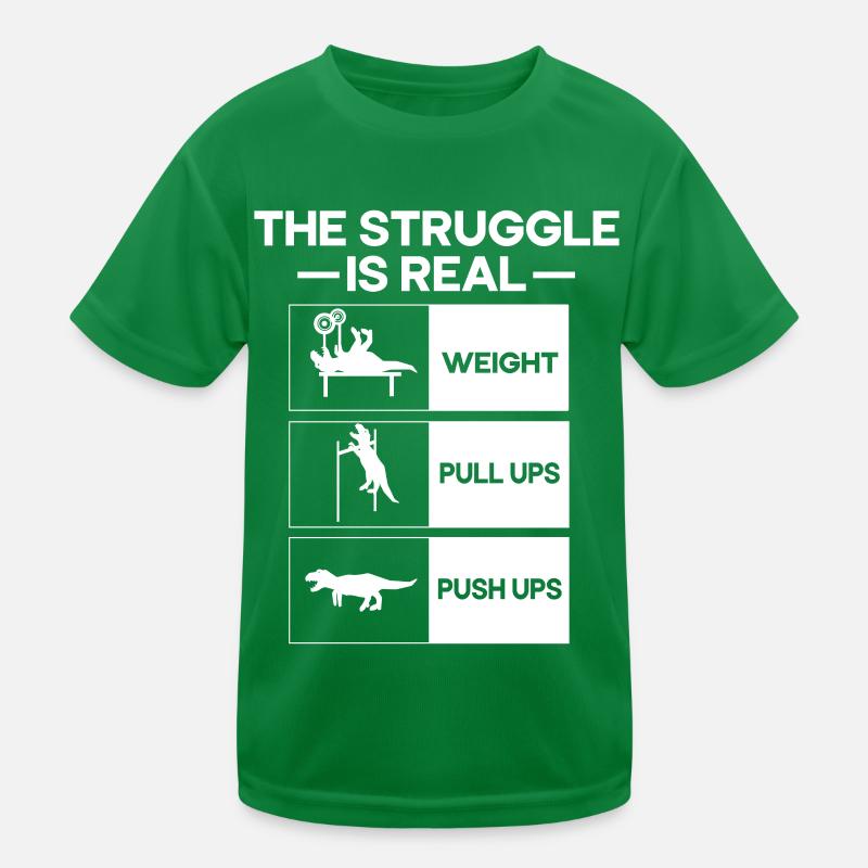 Der Kampf Ist Ein Echtes T-Rex Dinosaurier Fitness Kinder Funktions-T-Shirt