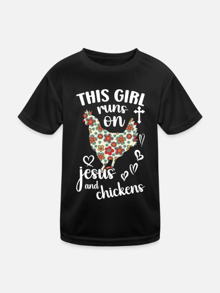 Jesus And Chickens Farmer Lover Farmer - Kids Functional T-Shirt - black - Front
