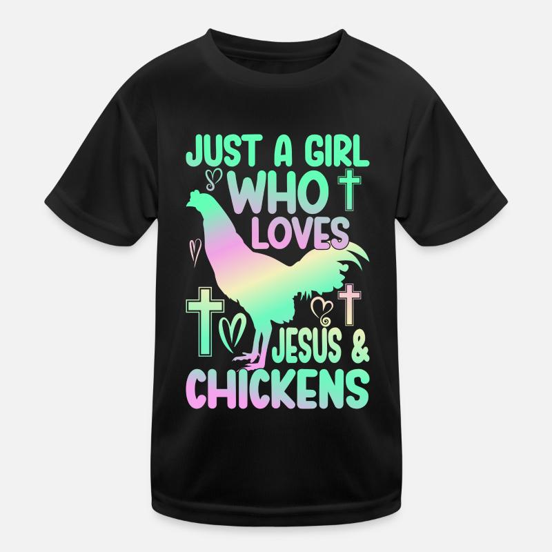 Jesus And Chickens Farmer Lover Farmer Kids Functional T-Shirt