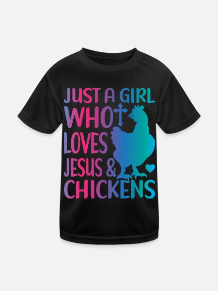 Jesus And Chickens Farmer Lover Farmer - Kids Functional T-Shirt - black - Front