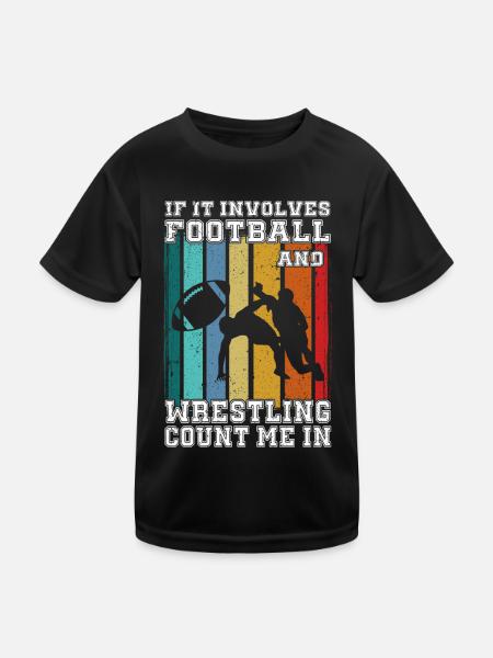 Funny Football And Wrestling Wrestler - Kids Functional T-Shirt - black - Front